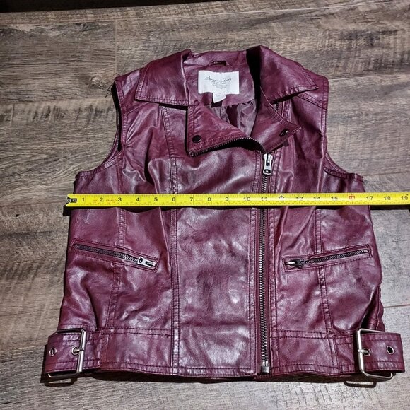 Biker Vest Rag Cie Full Zip Burgendy Flux Leather Moto Gillet Size M - Picture 3 of 11